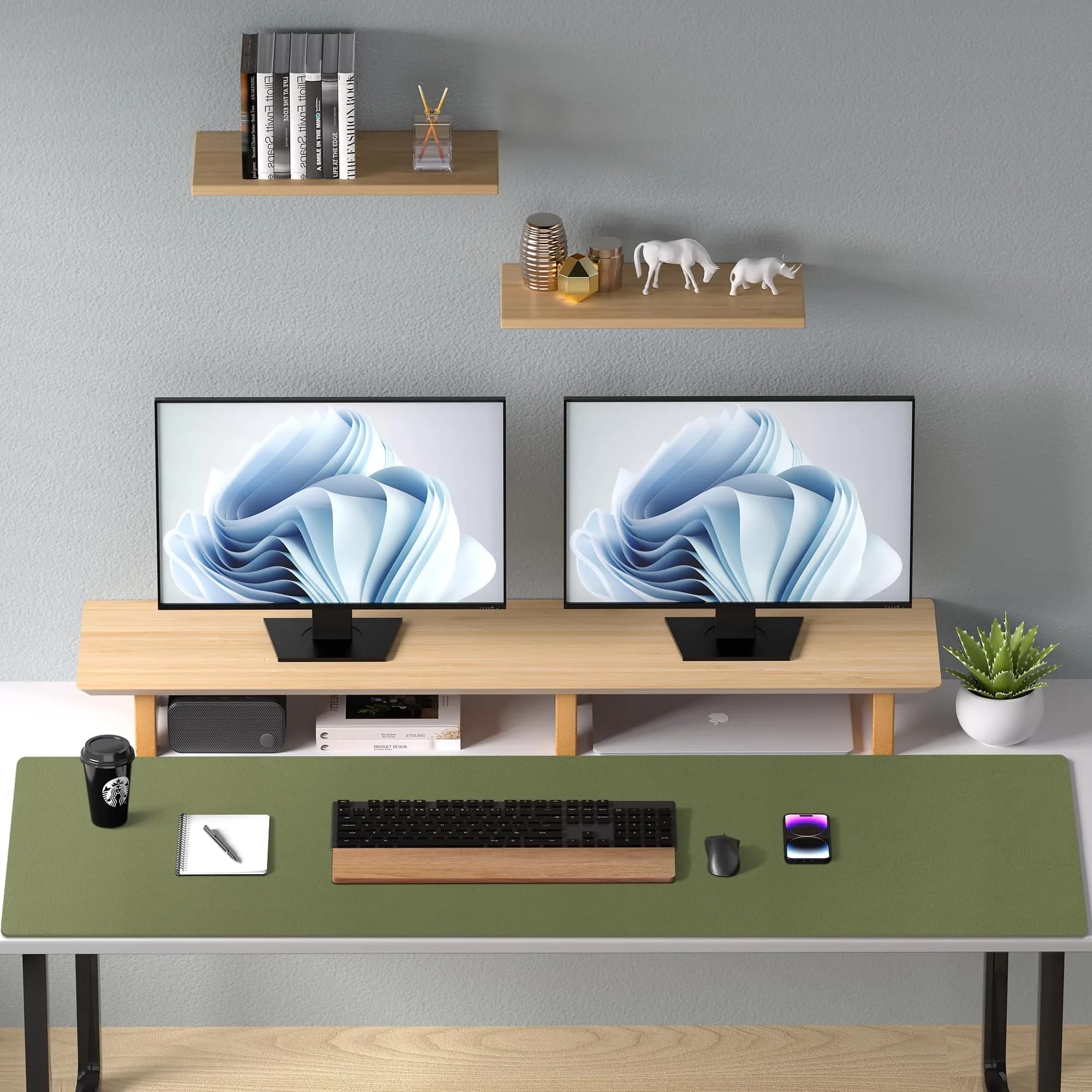 Aothia Faux Leather Desk Mat Large Mouse Pad Olive Green 120cm x 60cm (47.2" x 23.6") | Non-Slip PU Leather Blotter Waterproof Writing Surface - view 9