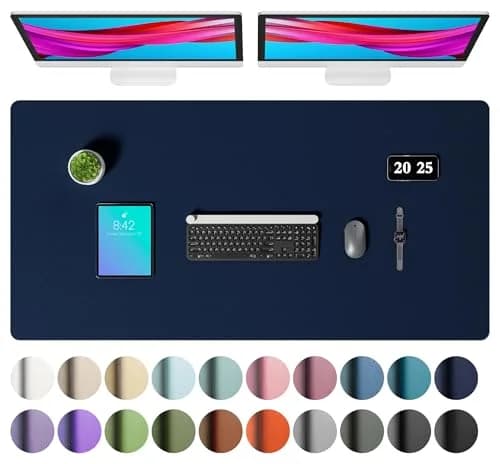 Aothia Dark Blue Faux Leather Desk Mat 119cm x 60cm (47.2" x 23.6") | Non-Slip PU Leather Blotter thumbnail 1