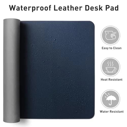 Aothia Dark Blue Faux Leather Desk Mat 119cm x 60cm (47.2" x 23.6") | Non-Slip PU Leather Blotter thumbnail 7