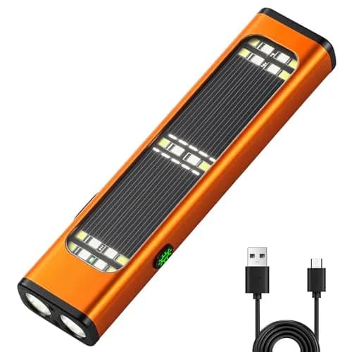Ciwuzxs Solar Rechargeable EDC Flat Flashlight Orange | 900 Lumens, 200-300m Beam, Type-C Charging thumbnail 1