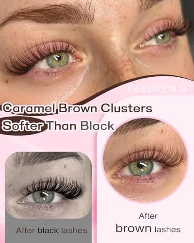 Goddvenus Brown Lash Clusters Kit 300Pcs | Natural Soft Texture C Curl Individual Lashes 10-16mm thumbnail 2