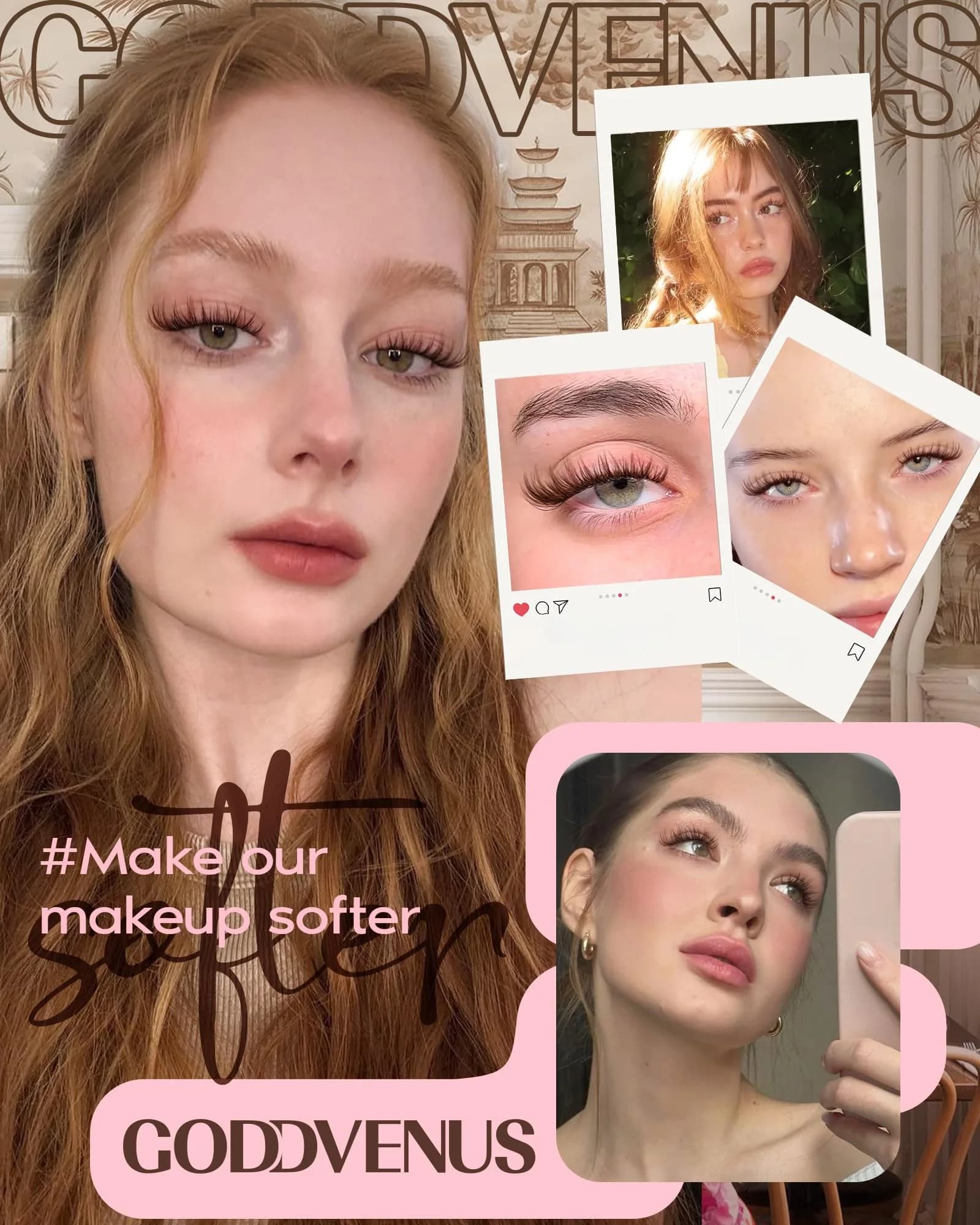 Goddvenus B-C Curl Brown Lash Clusters Kit - 300Pcs Natural Light Brown Wispy Individual Lashes for DIY - view 3