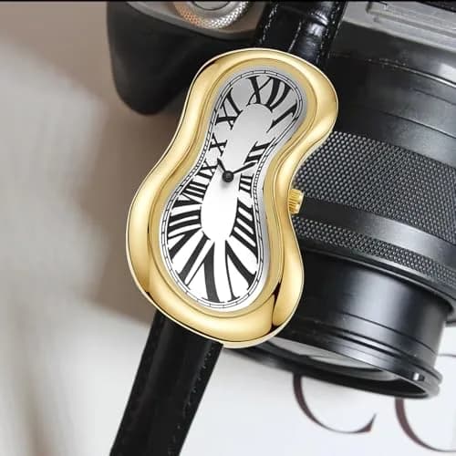 PINTIME Melting Art Stainless Steel Watch Gold | Distorted Dial Design thumbnail 5