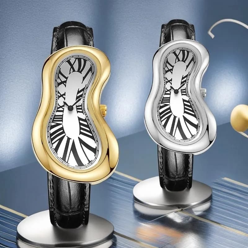 PINTIME Melting Art Stainless Steel Watch Gold | Distorted Dial Design thumbnail 6