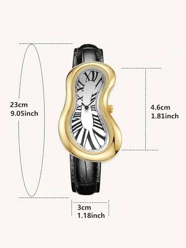 PINTIME Melting Art Stainless Steel Watch Gold | Distorted Dial Design thumbnail 3