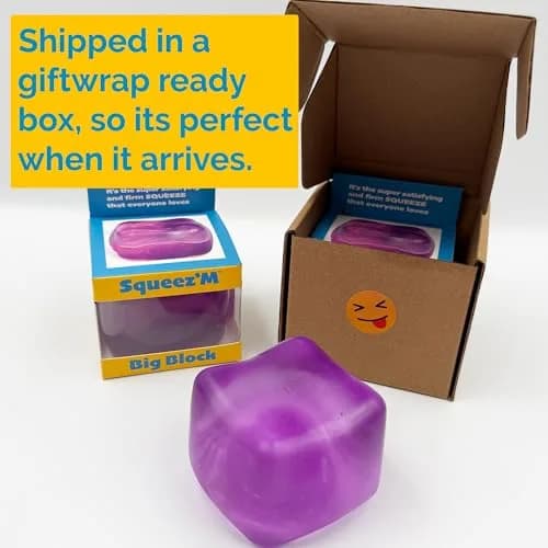 Squeez'M Big Block Stress Cube Purple Squishy Fidget Toy 6.35cm (2.5 inch) | ASTM Certified Non-Toxic Sensory Toy thumbnail 6