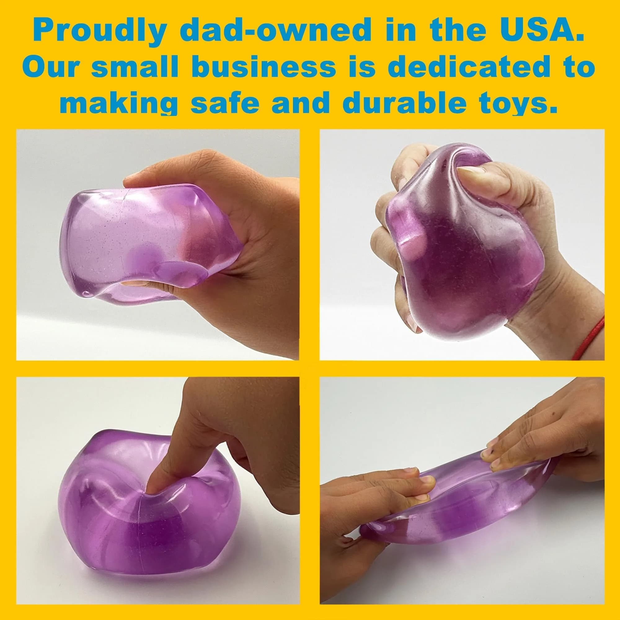 Squeez'M Big Block Stress Cube | ASTM Certified Non-Toxic Sensory Fidget Toy for Kids & Adults (Purple, 35% Larger) - view 3
