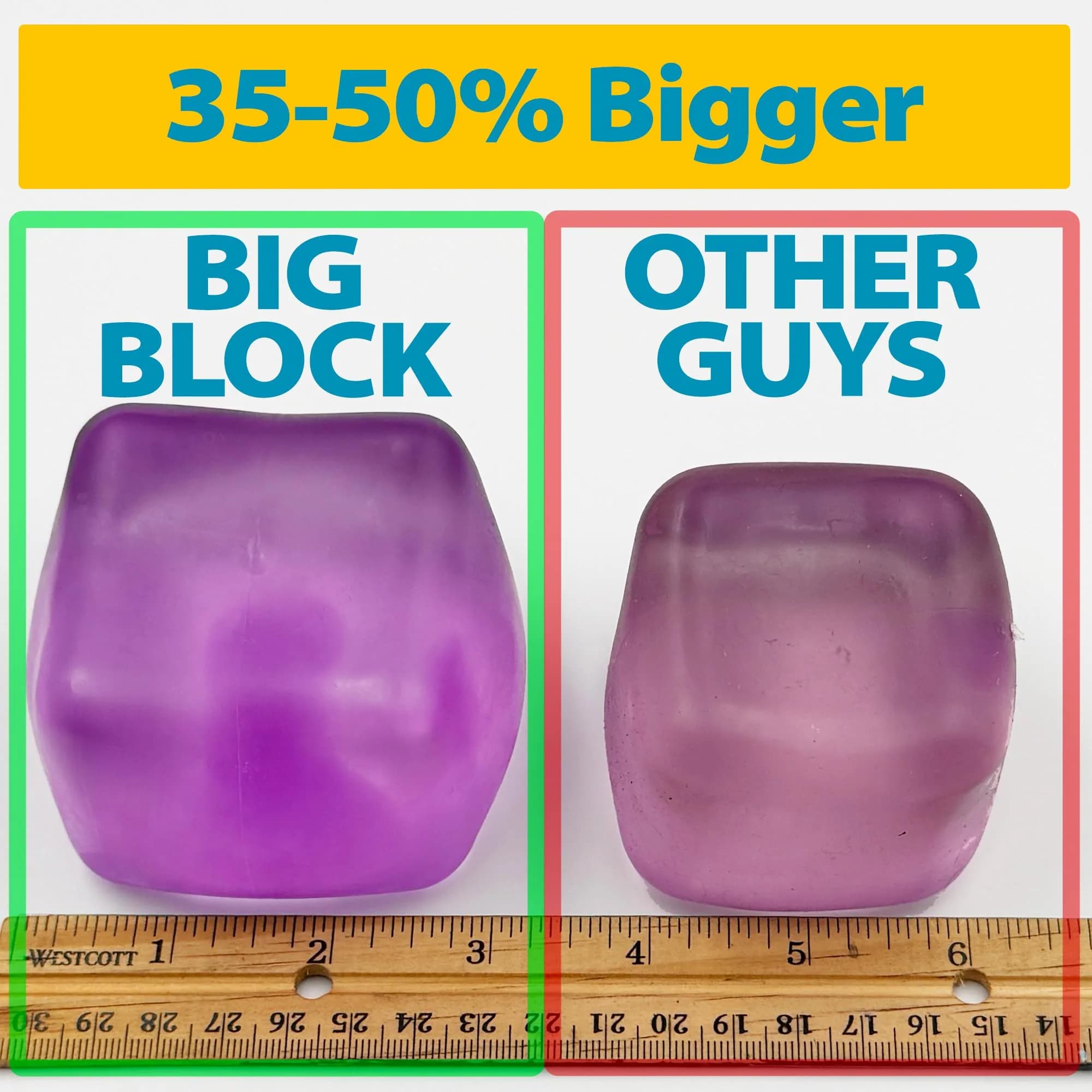Squeez'M Big Block Stress Cube | ASTM Certified Non-Toxic Sensory Fidget Toy for Kids & Adults (Purple, 35% Larger) - view 4