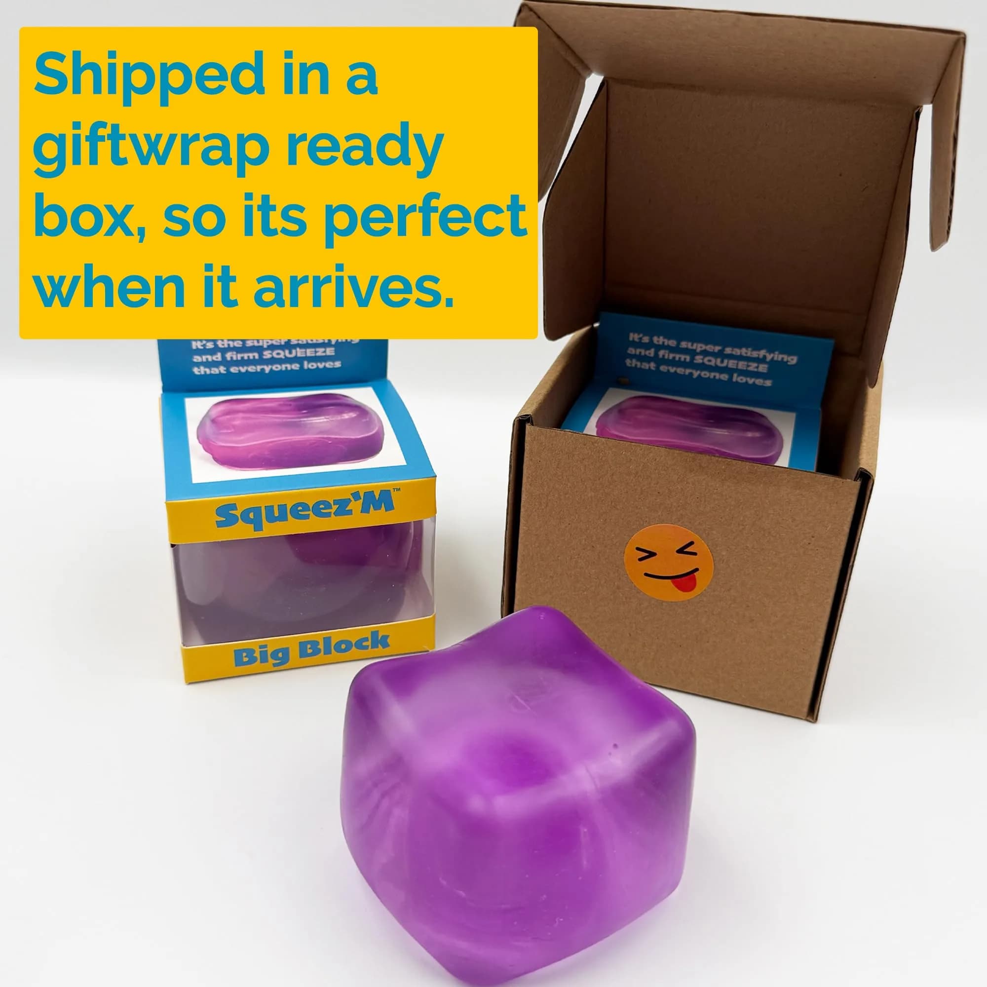 Squeez'M Big Block Stress Cube | ASTM Certified Non-Toxic Sensory Fidget Toy for Kids & Adults (Purple, 35% Larger) - view 6
