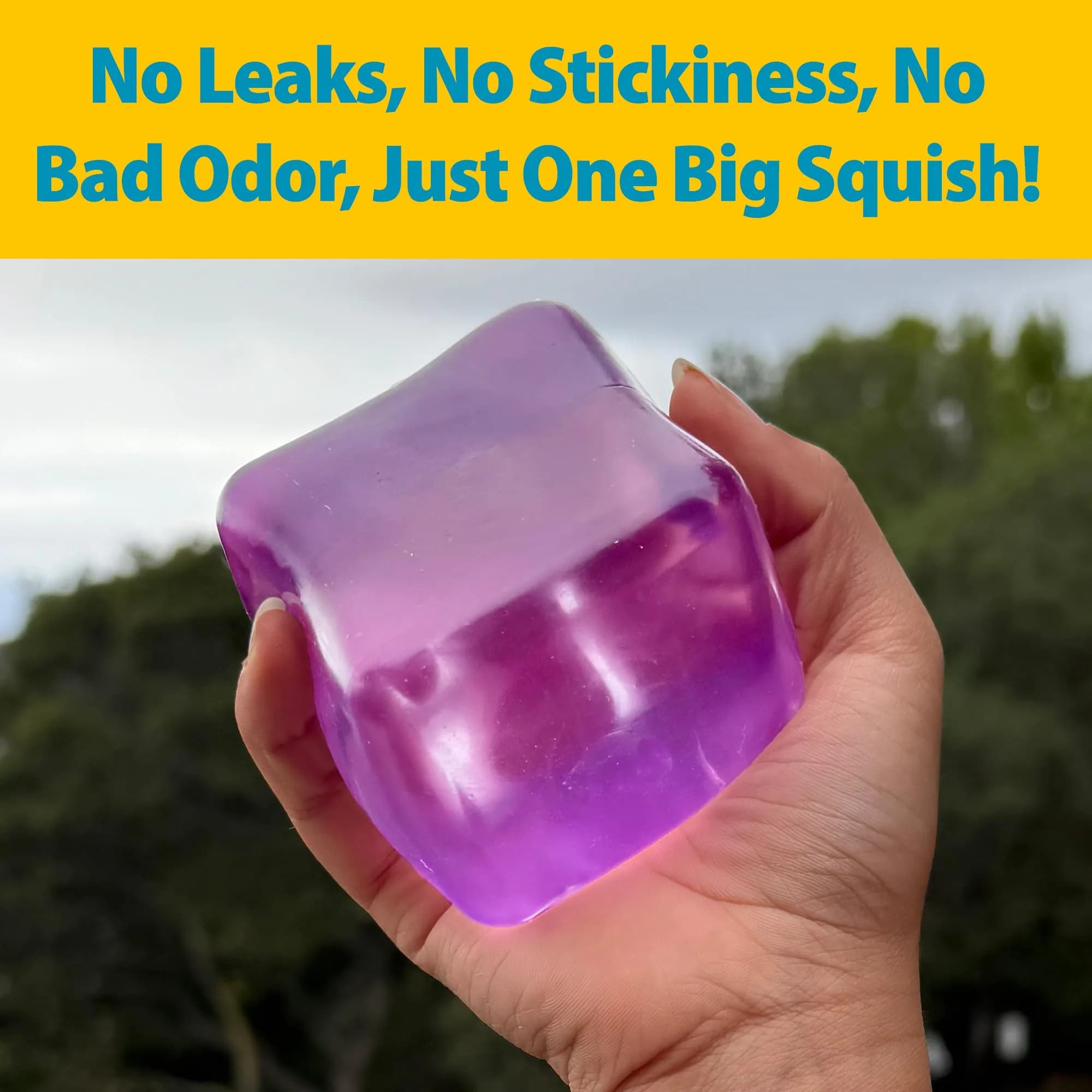 Squeez'M Big Block Stress Cube | ASTM Certified Non-Toxic Sensory Fidget Toy for Kids & Adults (Purple, 35% Larger) - view 8