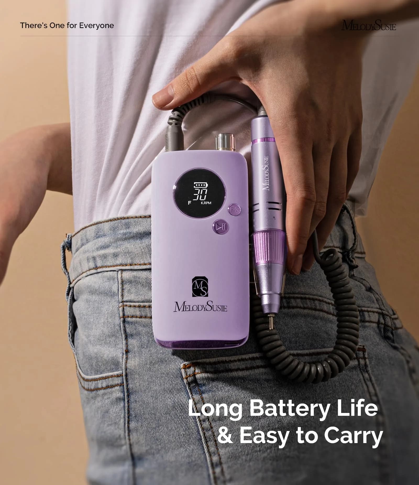 MelodySusie SC320F Rechargeable Nail Drill 30000RPM | Pastel Lily Lavender Clip-On E-File - view 2