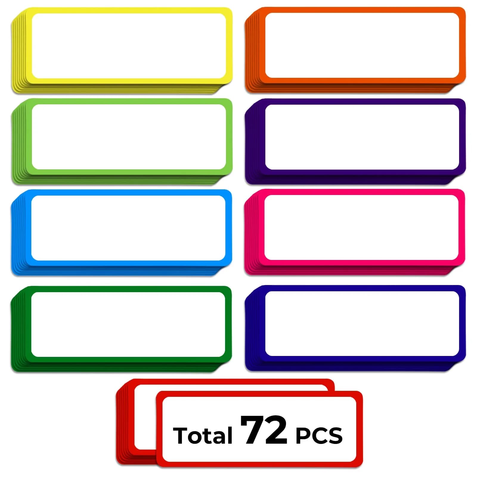 Utron Magnetic Dry Erase Labels 3.2"x1.2" (72PCS, 9 Colors) | Reusable Name Plates for Whiteboards & Lockers — Blue