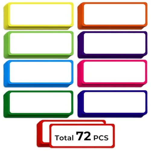 Utron 72PCS Magnetic Dry Erase Labels 8.1 cm x 3 cm (3.2"x1.2") | 9 Colors for Whiteboards thumbnail 1