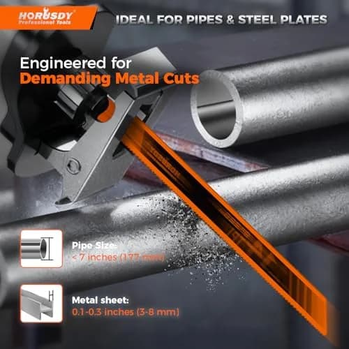 HORUSDY 9-Inch 14TPI Bi-Metal Reciprocating Saw Blades (6-Pack, 22.86 cm) | Heavy-Duty Metal Cutting thumbnail 4