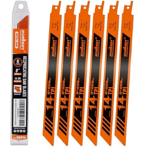 HORUSDY 9-Inch 14TPI Bi-Metal Reciprocating Saw Blades (6-Pack, 22.86 cm) | Heavy-Duty Metal Cutting thumbnail 1