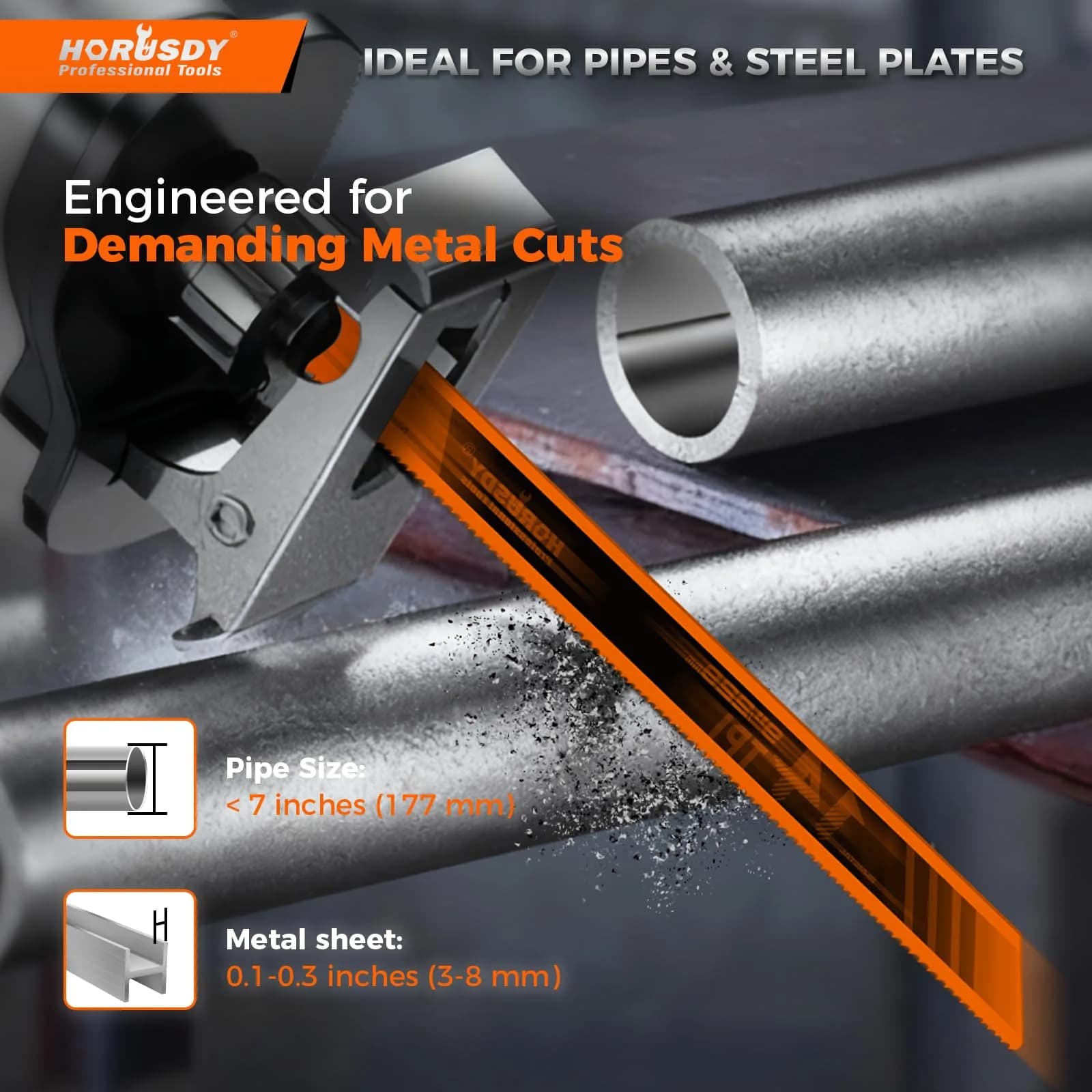 HORUSDY 9-Inch 14TPI Bi-Metal Reciprocating Saw Blades (6-Pack, 22.86 cm) | Heavy-Duty Metal Cutting - view 4