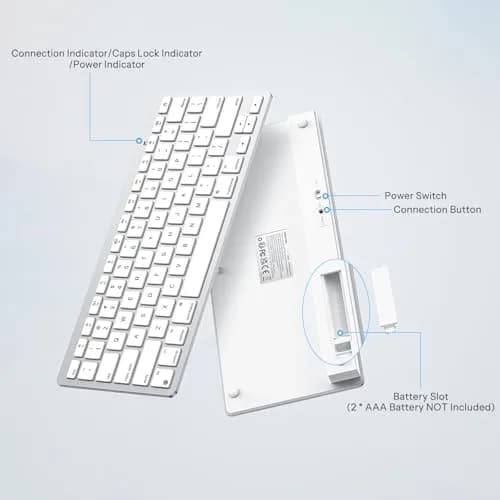 OMOTON Wireless Keyboard for Mac, Bluetooth Stable, No Numpad, Travel Size | Compact, Ergonomic, Mac-Compatible thumbnail 7
