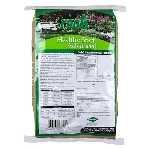 Roots Healthy Start Advanced 3-4-3 Natural Granular Fertilizer, 25 lb (11.34kg) | Organic Soil Booster for Gardens & Trees thumbnail 1