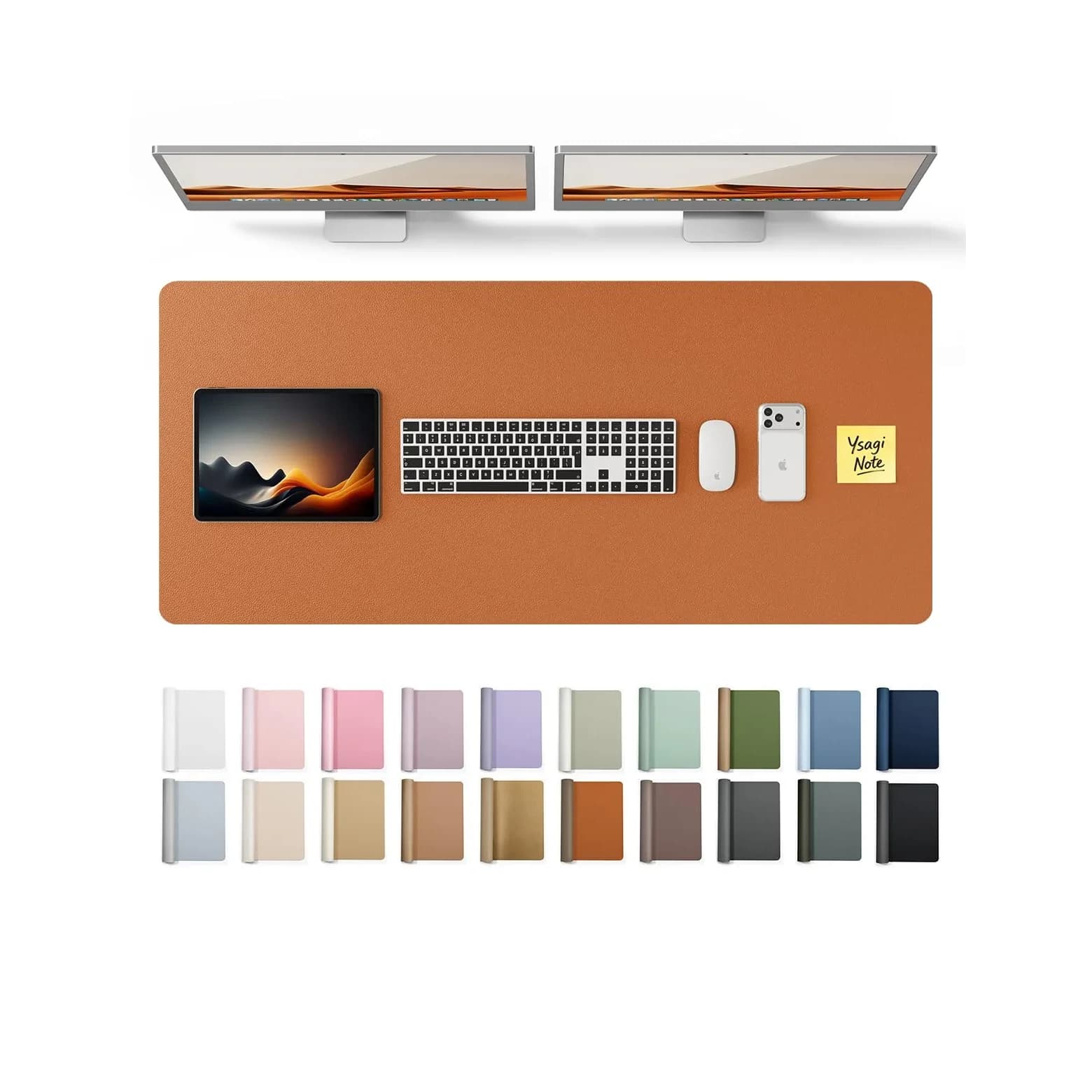 YSAGi PU Leather Desk Protector Mat 47" x 17" (119cm x 43cm) | Waterproof Large Mouse Pad for Office and Home