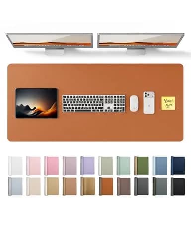 YSAGi PU Leather Desk Protector Mat 47" x 17" (119cm x 43cm) | Waterproof Large Mouse Pad for Office and Home thumbnail 1