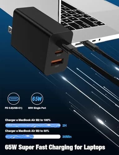 Hzevn 2Pack 85W USB C Wall Charger Block with 3 Ports | Super Fast Charging for MacBook & iPhone thumbnail 2