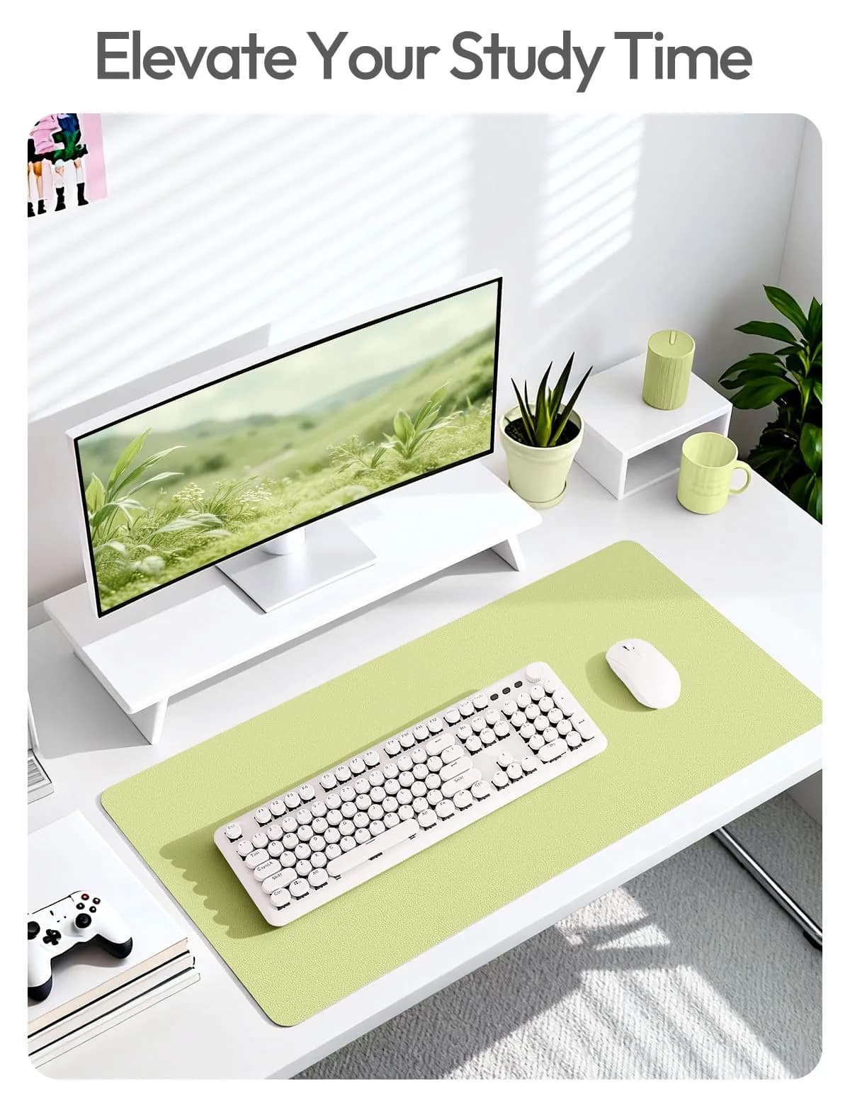 YSAGi Peak Green Desk Protector Mat | Large PU Leather Mouse Pad for Office & Home - view 6