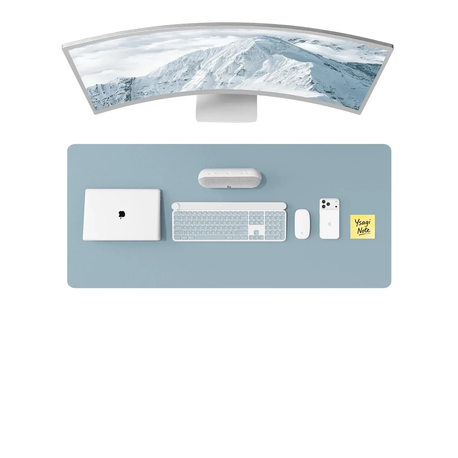 YSAGi Ice Blue Desk Protector Mat 117cm x 43cm (47" x 17") | Protects Desks & Doubles as Large Mouse Pad