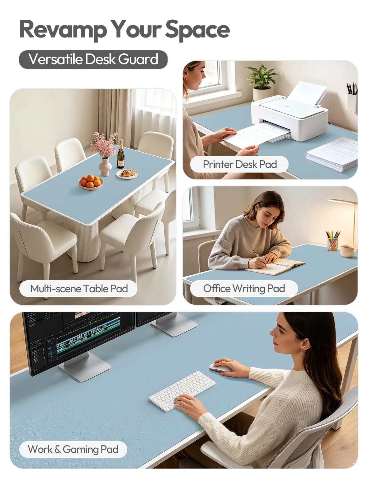 YSAGi Ice Blue Desk Protector Mat 117cm x 43cm (47" x 17") | Protects Desks & Doubles as Large Mouse Pad - view 7