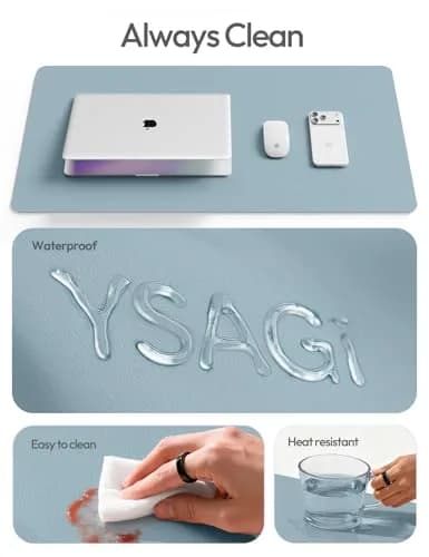 YSAGi Ice Blue Desk Protector Mat 117cm x 43cm (47" x 17") | Protects Desks & Doubles as Large Mouse Pad thumbnail 8