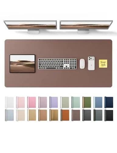 YSAGi Chocolate PU Leather Desk Protector Mat 120cm x 43cm (47" x 17") | Large Waterproof Writing Pad with Non-Slip Suede Base thumbnail 1