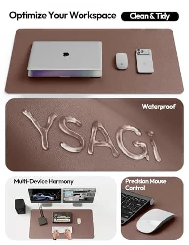 YSAGi Chocolate PU Leather Desk Protector Mat 120cm x 43cm (47" x 17") | Large Waterproof Writing Pad with Non-Slip Suede Base thumbnail 8