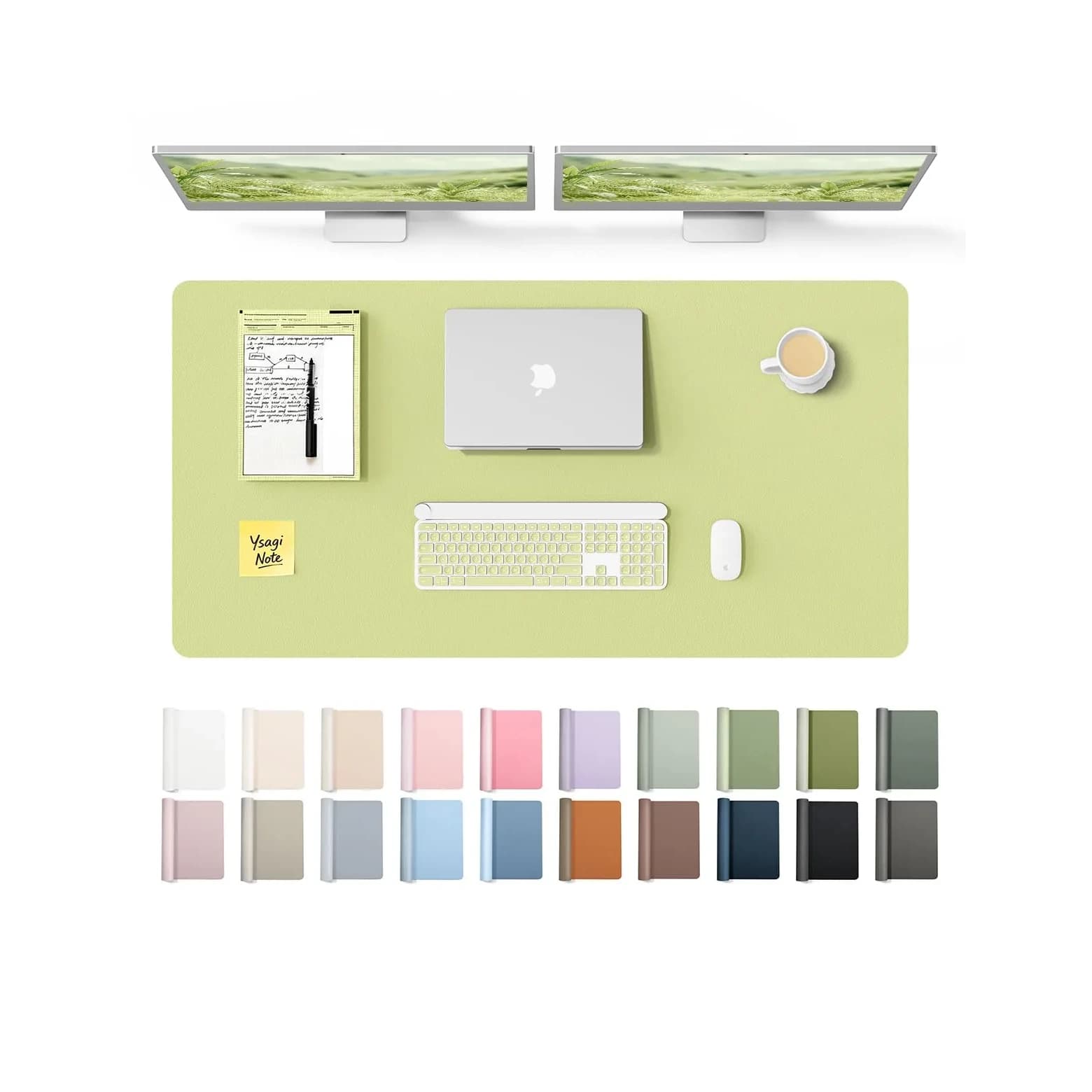 YSAGi Leather Desk Protector Peak Green 120cm x 60cm (47.2" x 23.6") | Protects Desks, Doubles as Large Mouse Pad