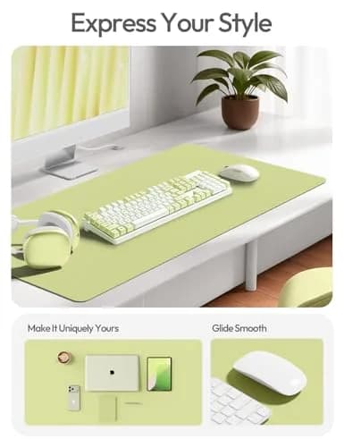 YSAGi Leather Desk Protector Peak Green 120cm x 60cm (47.2" x 23.6") | Protects Desks, Doubles as Large Mouse Pad thumbnail 2
