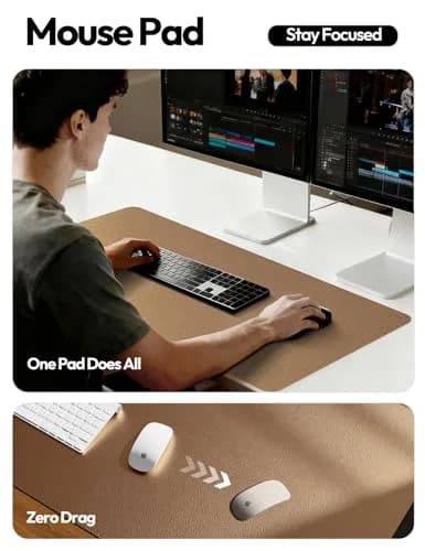 YSAGi Large PU Leather Desk Pad Protector 109cm x 43cm (43" x 17") | Protects Desks, Doubles as Mouse Pad thumbnail 4
