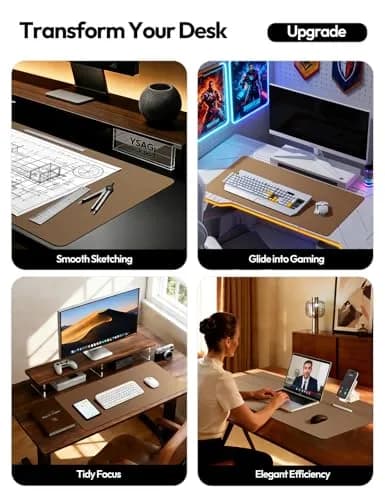 YSAGi Large PU Leather Desk Pad Protector 109cm x 43cm (43" x 17") | Protects Desks, Doubles as Mouse Pad thumbnail 2