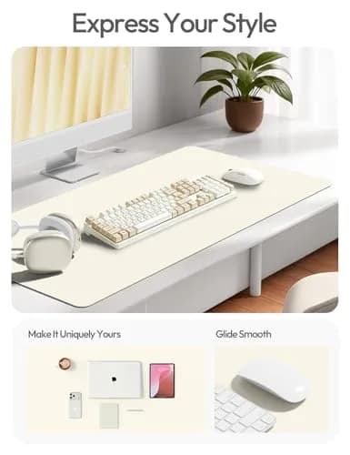 YSAGi Leather Desk Protector 47" x 17" (119 cm x 43 cm) | Protects Desks, Doubles as Large Mouse Pad thumbnail 2