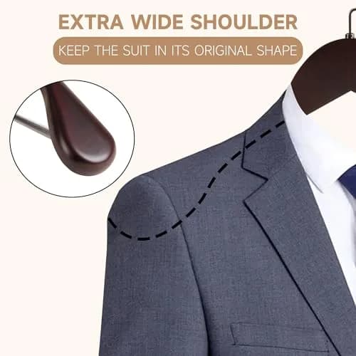 BP4U Wooden Suit Hangers with Non Slip Pants Bar 17.5" Dark Cherry 6-Pack | Heavy Duty, Wide Shoulders, Anti-Slip thumbnail 5