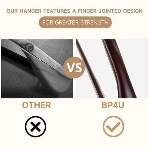 BP4U Wooden Suit Hangers with Non Slip Pants Bar 17.5" Dark Cherry 6-Pack | Heavy Duty, Wide Shoulders, Anti-Slip thumbnail 6
