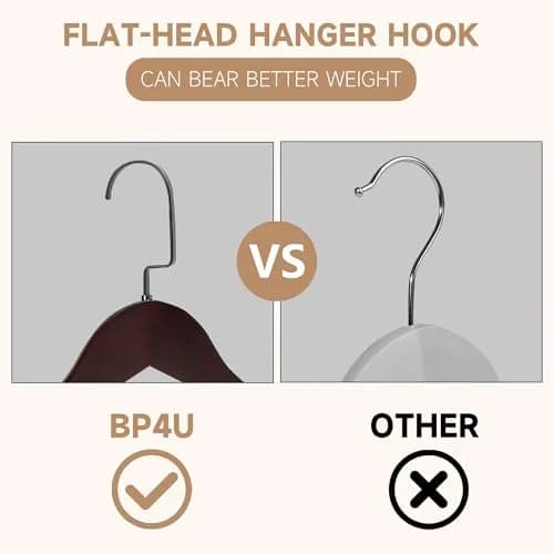BP4U Wooden Suit Hangers with Non Slip Pants Bar 17.5" Dark Cherry 6-Pack | Heavy Duty, Wide Shoulders, Anti-Slip thumbnail 7