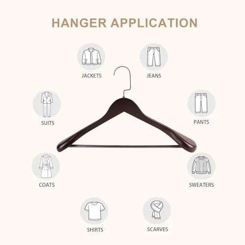 BP4U Wooden Suit Hangers with Non Slip Pants Bar 17.5" Dark Cherry 6-Pack | Heavy Duty, Wide Shoulders, Anti-Slip thumbnail 8