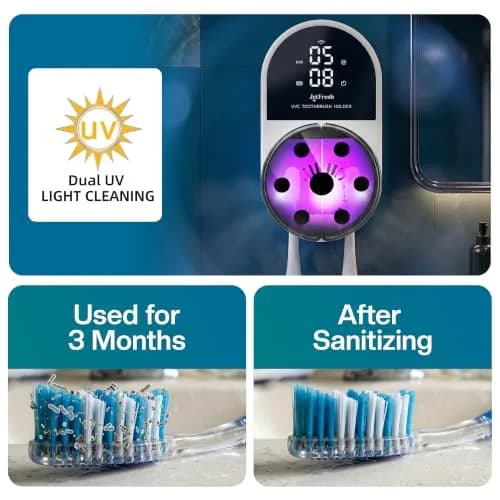 JetFresh UV Toothbrush Sanitizer & Holder with Fan Drying | Wall Mounted UV-C Cleaner for Bathroom thumbnail 4