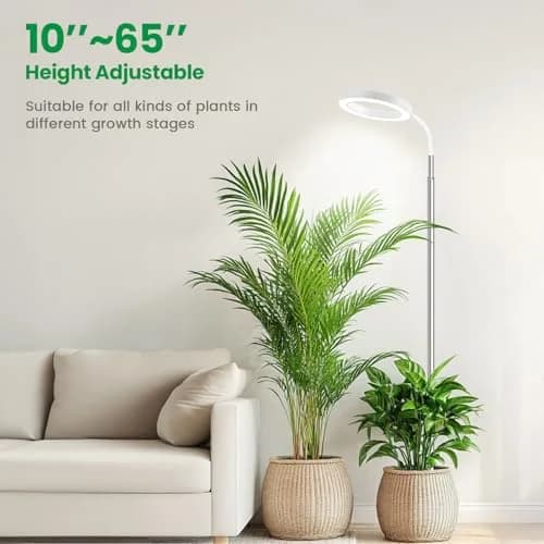 Garpsen Halo Grow Light Full Spectrum with Gooseneck 3 Pack 65 inch Height Adjustable | LED Plant Lamp for Indoor Plants thumbnail 4