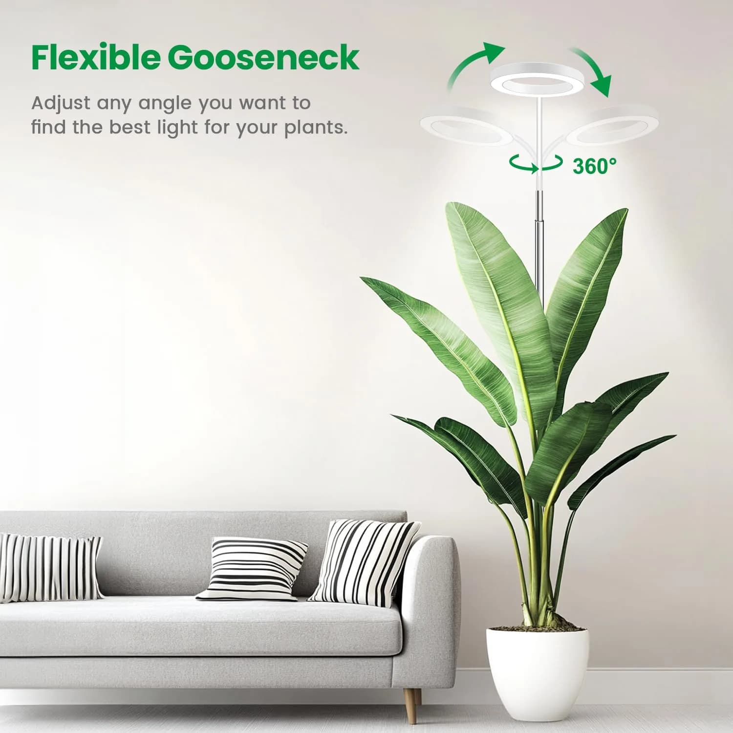 Garpsen Halo Grow Light Full Spectrum with Gooseneck 3 Pack 65 inch Height Adjustable | LED Plant Lamp for Indoor Plants - view 7