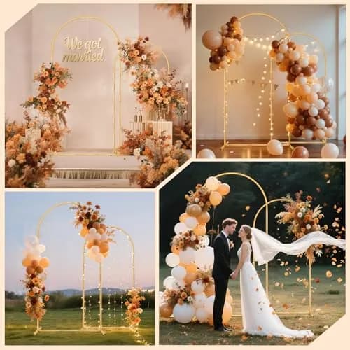 Nisoger 2 Pack Metal Arch Backdrop Stand 2.2m (7.2 ft) & 1.8m (6 ft) Gold Balloon Arbor Frame | Heavy Duty Wedding Party Decor thumbnail 6