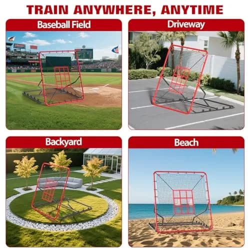 EcoSummer Baseball Rebounder Net 4x4.5Ft | Heavy Duty UV-Resistant Solo Practice Trainer thumbnail 7