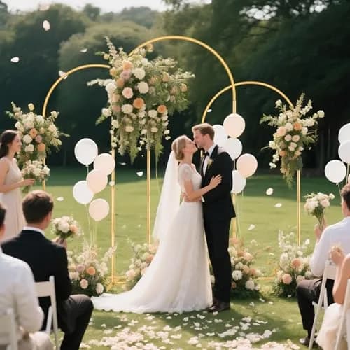 Nisoger 3 Pack Metal Arch Backdrop Stand Set (6 ft, 5 ft, 4 ft) Gold Balloon Arbor Frame | Heavy Duty Wedding Party Decor thumbnail 8
