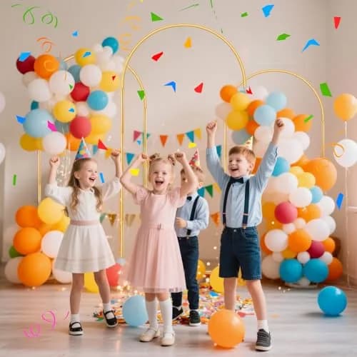 Nisoger 3 Pack Metal Arch Backdrop Stand Set (6 ft, 5 ft, 4 ft) Gold Balloon Arbor Frame | Heavy Duty Wedding Party Decor thumbnail 2