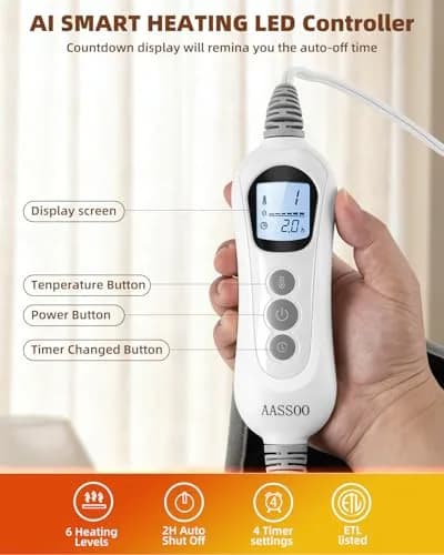AASSOO Graphene Hip Heating Pad for Sciatica Pain Relief 18.5" x 16" | Fast Heating & Auto-Off thumbnail 3