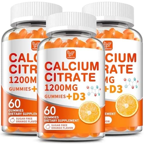 Hudetex Calcium Citrate 1200 mg & Vitamin D3 Gummies 60 Day Supply | Sugar-Free, Vegan, Orange Flavor thumbnail 1