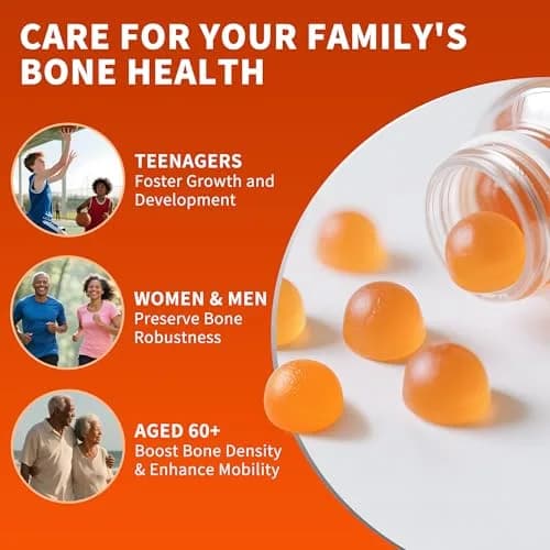 Hudetex Calcium Citrate 1200 mg & Vitamin D3 Gummies 60 Day Supply | Sugar-Free, Vegan, Orange Flavor thumbnail 4